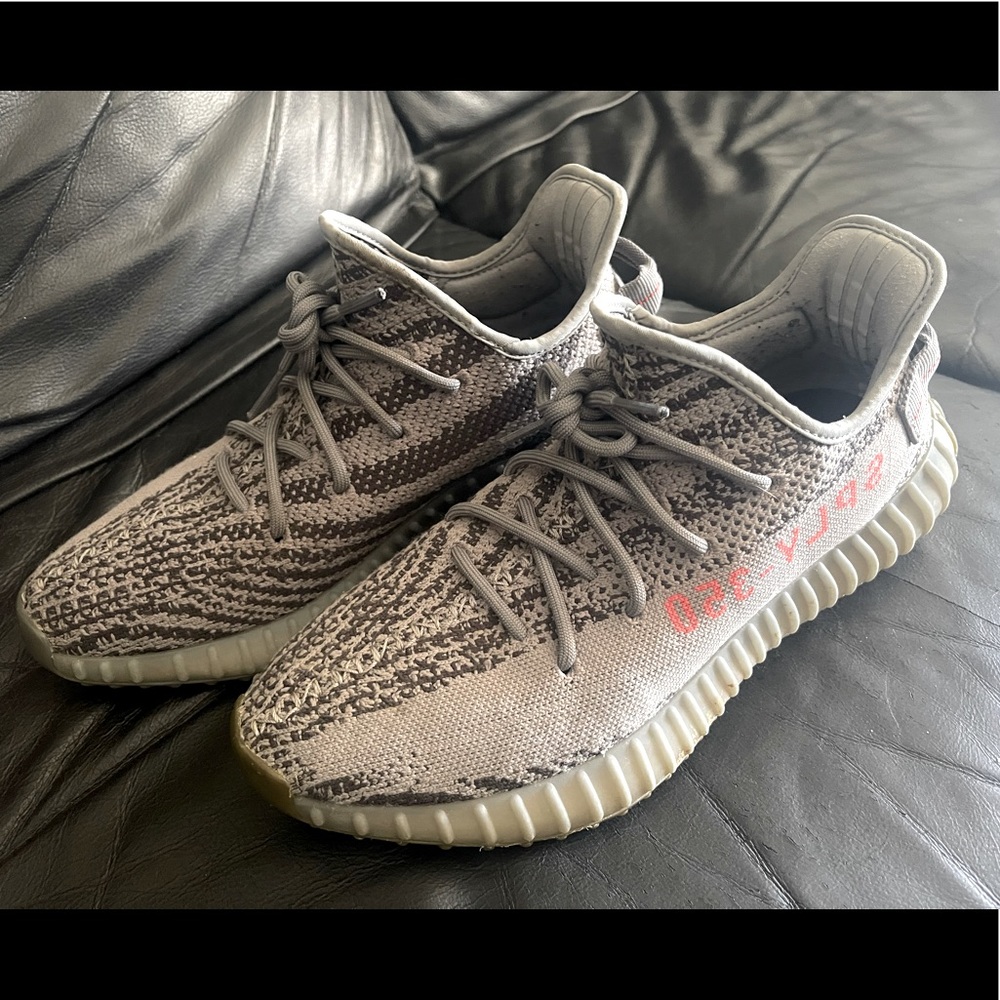Size 10 grey zebra pattern Yeezys.
